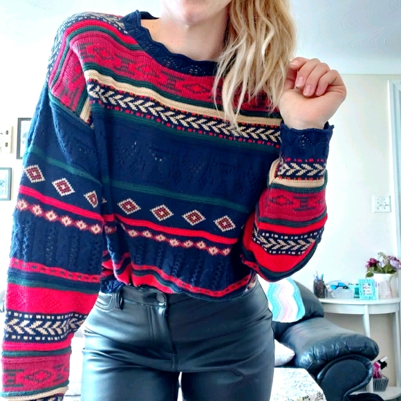 Vintage Sweaters - Vintage Dorlene Grunge Acadamia Knit Sweater